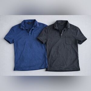LOT John Varvatos polo shirt for men Front Pocket Two Shirts Blue & Black Sz SM